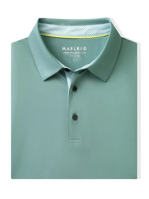 Folded Beryl Green Everyday Classic Solid Polo neatly laid out for display