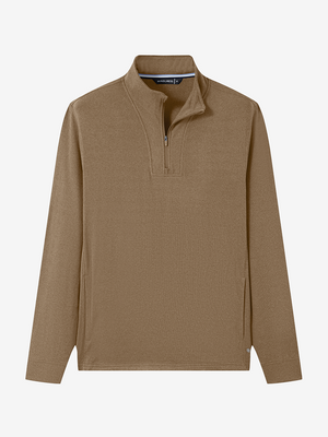 Heather Brushed Rib Knit Quarter Zip with 2 Pockets