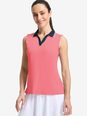 Women's Collared V Neck Quick Dry Tank Tops