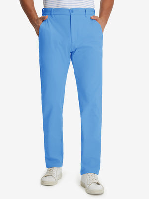 Model wearingGolf Lightweight Fleece Lined Dress Pants in sky blue, lower body front view