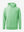 3D front view of youth long sleeve hoodied with kangaroo pocket in light green, showing clean design.