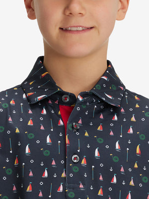 Youth Print Stretch Lightweight Polo Shirts