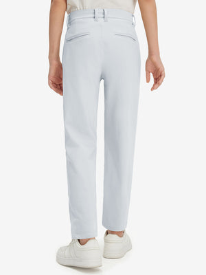 Boys Stretch Fleece Lined Casual Golf Pants in misty grey, back lower body view showing fit