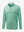 Front 3D view of jacquard quarter zip pullover in light green, showing its textured fabric design.