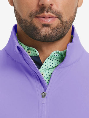 Ultra-Soft Brushed Fleece Lining Quarter Zip Sweatshirt in lavender, close-up front view