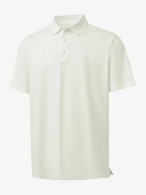 3D view of Everyday Solid Jersey Polo in CREAM, showcasing smooth design and comfortable fit.