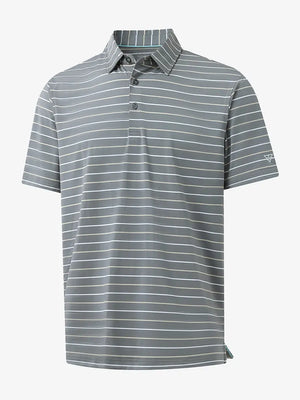 3D mockup of NEUTRAL STRIPE Stylish Performance Golf Polo showing fabric design and silhouette
