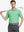 MAELREG Men's Performance Jersey Print Polo in Green Navy Dot – front half-body with golf pose
