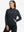 Model with one hand in side pocket wearing women's lightweight hoodies pullover in dark grey.