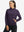 Model with one hand in side pocket wearing women's lightweight hoodies pullover in dark purple.