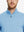Model wearing quarter zip melange pullover, light blue melange, front upper-body with relaxed fit.