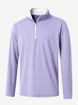 3D rendering of the Pinstripe Quarter Zip Pullover showcasing structure and design – LAVENDER MELANGE