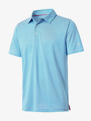 Performance Cooling Polo – 3D product view in Sky Blue Stripe for kids