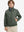Boys windproof puffer jacket with pockets in army green, model front upper-body with one hand in pocket.