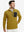 Model with one hand in side pocket, wearing midweight warm stretchy quarter zip pullover in yellow.