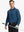 Model in BLUE Long Sleeve Solid Jersey Polo holding golf club with confident front pose