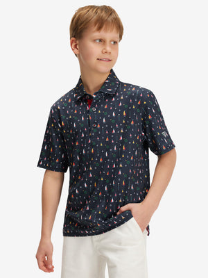 Youth Print Stretch Lightweight Polo Shirts