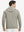 Back upper view of model in warm fleece golf hoodies pullover  dust beige.