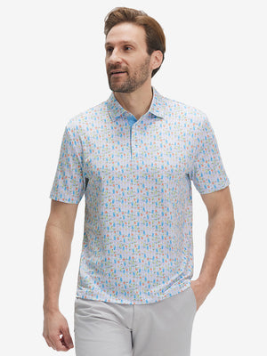 4 Way Stretch Print Collared Polo Shirts
