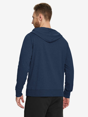 Back view of the Athletic Golf Hoodie in Brick Heather, model turns head slightly for a casual look.