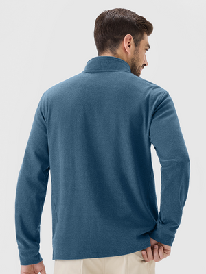 Heather Brushed Rib Knit Quarter Zip with 2 Pockets