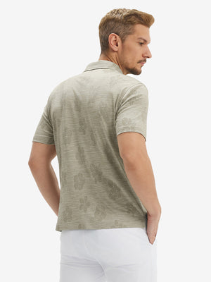 Breathable Jacquard Pattern 3-Button Golf Polo