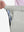 Detail view of elastic waistband on silver gray breathable casual slacks with 4 pockets