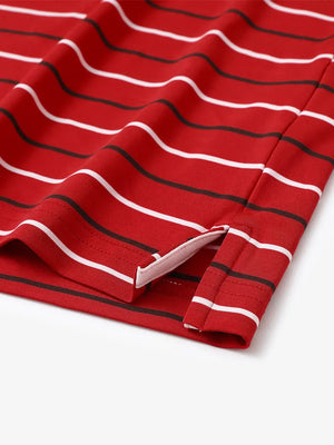 Side slit hem detail on RED STRIPE Stylish Performance Golf Polo — clean and functional finish
