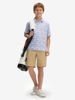 Youth Print Stretch Lightweight Polo Shirts