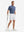 Model holding golf club in Performance quick dry print golf polos, navy white floral