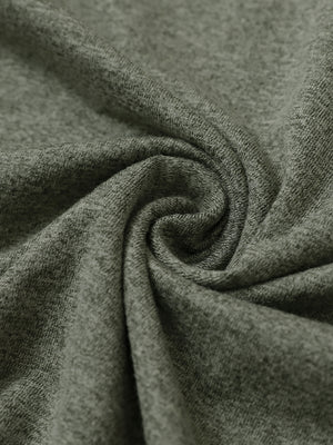 Close-up fabric view of athletic lightweight golf hoodies, breathable knit and smooth hand feel in olive green heather