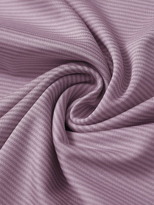 Close-up of wistful mauve melange pinstripe quarter zip pullover fabric showing fine lines and soft knit texture.