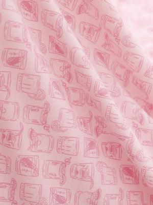 Fabric detail of Popular heather print polo with soft blended texture in pink whiskey 