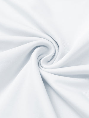 Fabric close-up of Stretch solid fleece quarter-zip vest with soft feel and white detail