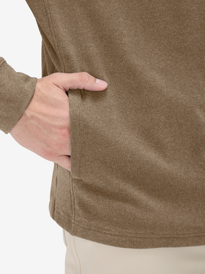 Heather Brushed Rib Knit Quarter Zip with 2 Pockets