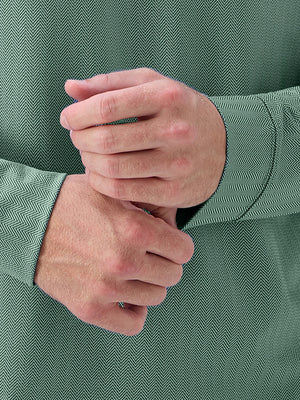 Moisture Wicking Long Sleeve Herringbone Polo Shirts