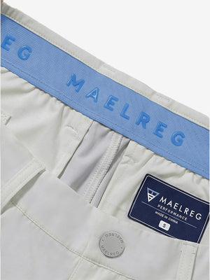 Detail view of inner waistband on silver grey women's regular fit stretchy golf pants