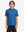 Front half-body shot of youth in blue graffiti performance print boys golf polo, highlighting design and fit