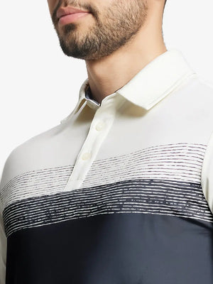 Front view from nose to chest in DARK GREY Premium Performance Polo