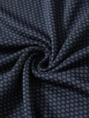 Jacquard quarter zip pullover, close-up fabric detail in grey/navy showing textured knit pattern and soft feel