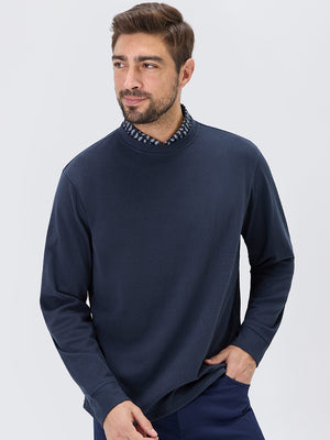 Heather Brushed Rib Knit Crewneck Sweatshirt