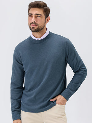 Heather Brushed Rib Knit Crewneck Sweatshirt