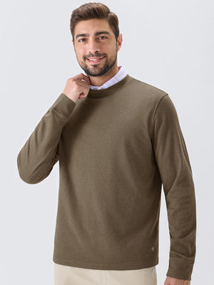 Heather Brushed Rib Knit Crewneck Sweatshirt