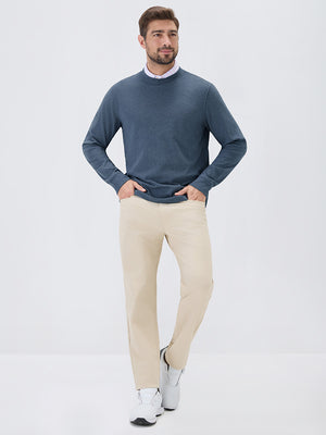Heather Brushed Rib Knit Crewneck Sweatshirt