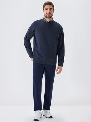 Heather Brushed Rib Knit Crewneck Sweatshirt