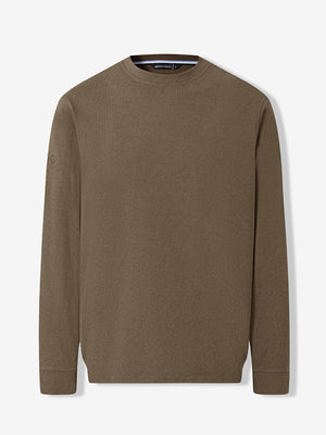 Heather Brushed Rib Knit Crewneck Sweatshirt