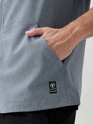 Water Resistant Sleeveless Hooded Jacket With Pockets