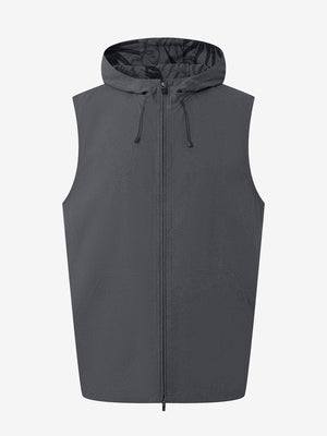 Water Resistant Sleeveless Hooded Jacket With Pockets