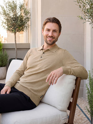 Pure Merino Wool Knit Sweater Polo Shirts
