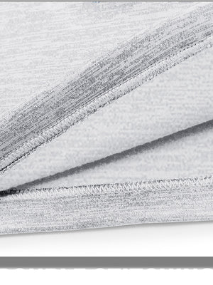 Close-up of the inner hem detail on the ash grey heather Heather Fleece Hoodies Pullover, showcasing the soft interior finish